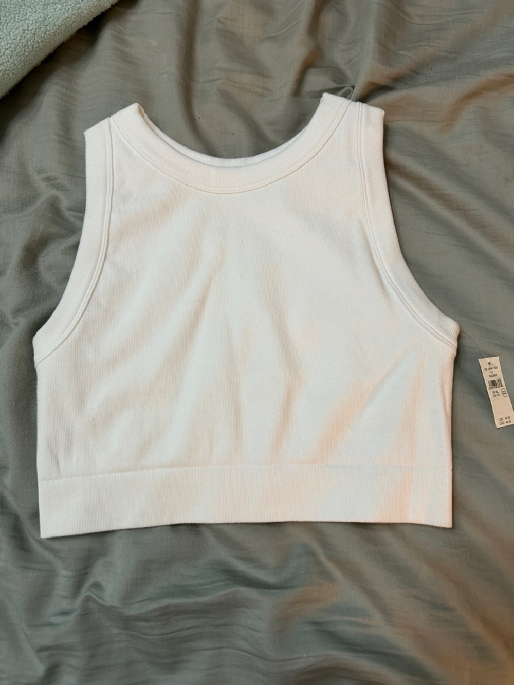 aerie XL White Ribbed Cropped Tank Top NWT